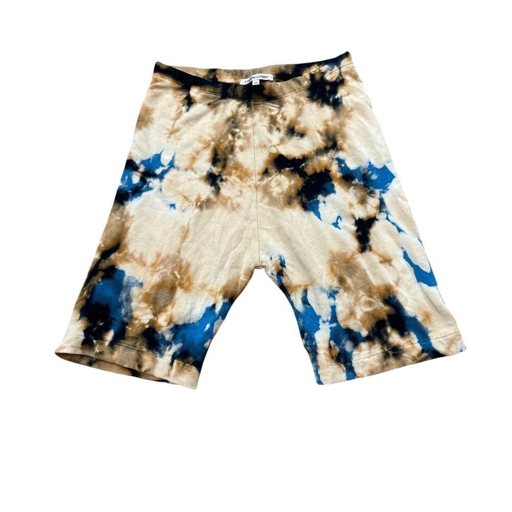 Cotton Citizen Milan Tie Dye Bike Shorts Blue Tan Size XS High Rise Athleisure